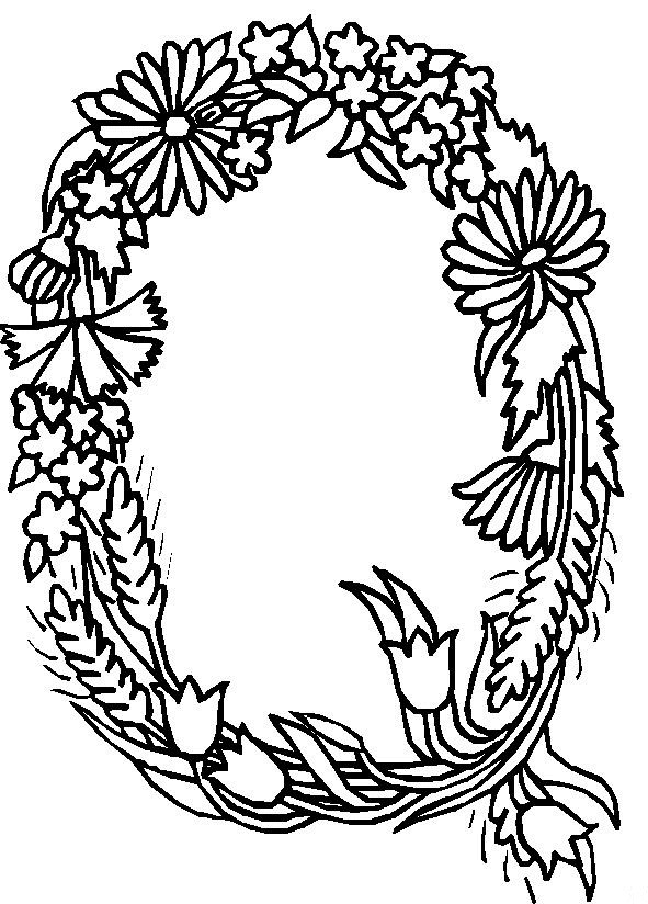 Plansa de colorat cu Alfabet cu flori 17 9